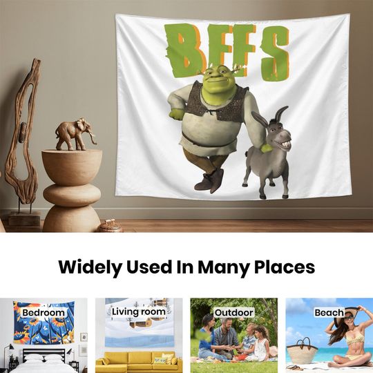 Shrek BFFS Meme Tapestry - Funny Aesthetic Tapestries for College Dorm Decor