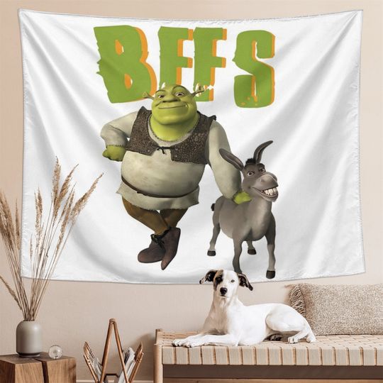 Shrek BFFS Meme Tapestry - Funny Aesthetic Tapestries for College Dorm Decor