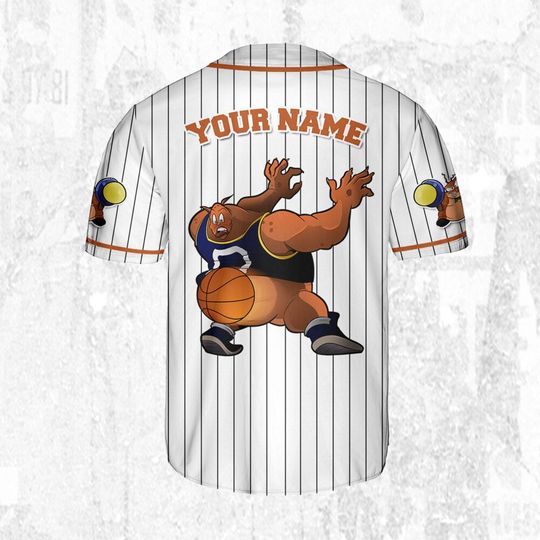 Personalize Pound Jersey Orange White, Baseball Team Outfit, Gift for Space Jamz Fans, Tune Squad Jersey, Looney Tunes Family Jersey