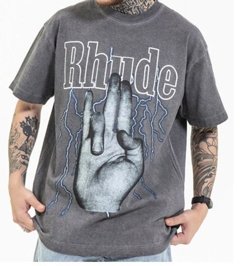 Rhude Grey T-Shirt Dupe, Stylish Tee