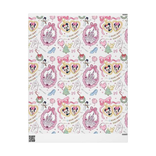 Disney Mickey and Minnie Wrapping Paper | Castle Minnie Mouse Pattern