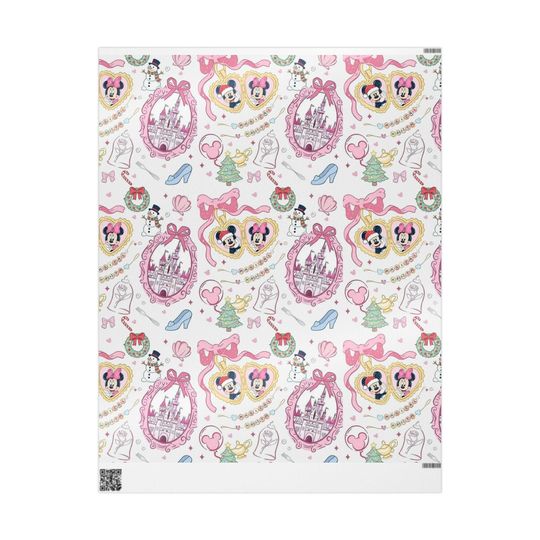Disney Mickey and Minnie Wrapping Paper | Castle Minnie Mouse Pattern