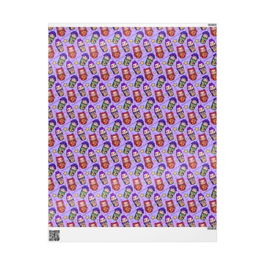 Huntrix Kpop Demon Hunters Wrapping Paper | Purple Patterned Gift Wrap