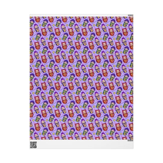 Huntrix Kpop Demon Hunters Wrapping Paper | Purple Patterned Gift Wrap