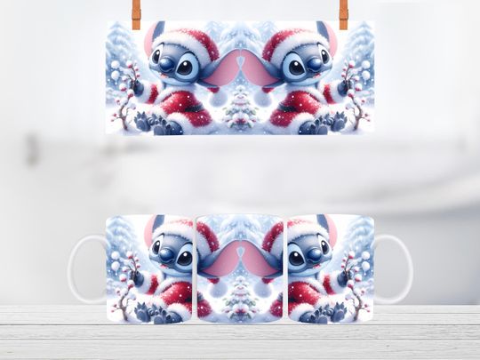 3D Stitch Christmas Snow Mug