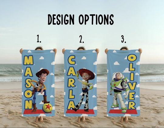 Disney Toy Story Towel, Toy Story Characters, Custom Disney Towels, Personalised Kids' Birthday Gifts, Disney Trip Gifts, Pool Party Towels