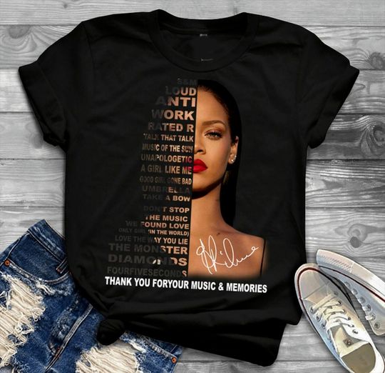 Funny Rihanna Black Tee Vintage Gift For Men Women Unisex T Shirt