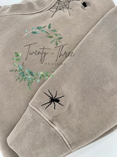 Embroidered spiderweb sweatshirt, Spiderweb sweatshirt, Halloween sweatshirt, Halloween