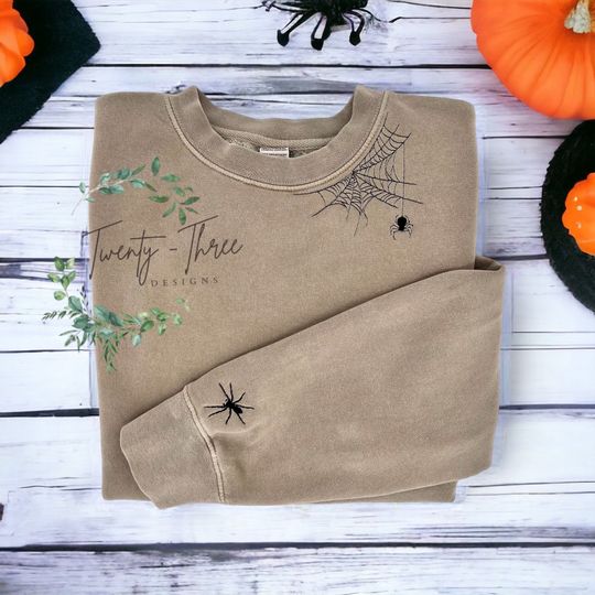 Embroidered spiderweb sweatshirt, Spiderweb sweatshirt, Halloween sweatshirt, Halloween