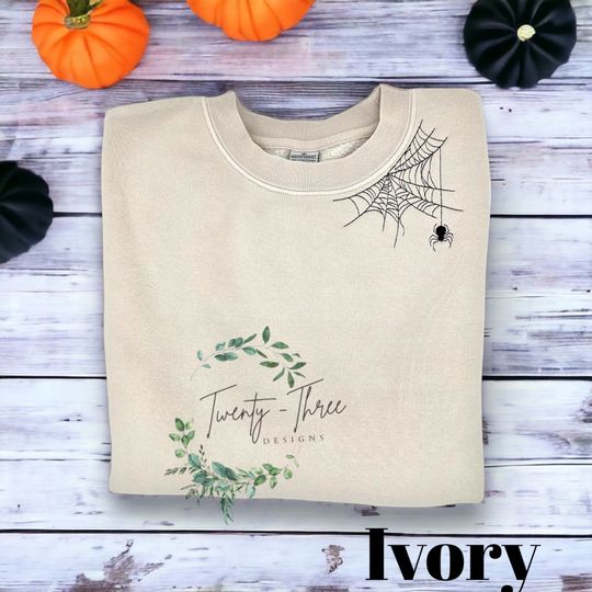 Embroidered spiderweb sweatshirt, Spiderweb sweatshirt, Halloween sweatshirt, Halloween