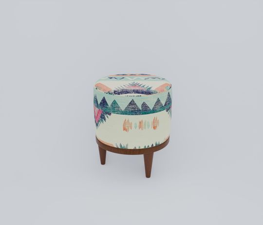 Kilim Pattern Pouf - Bespoke Boho Round Stool