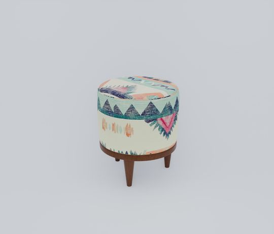Kilim Pattern Pouf - Bespoke Boho Round Stool