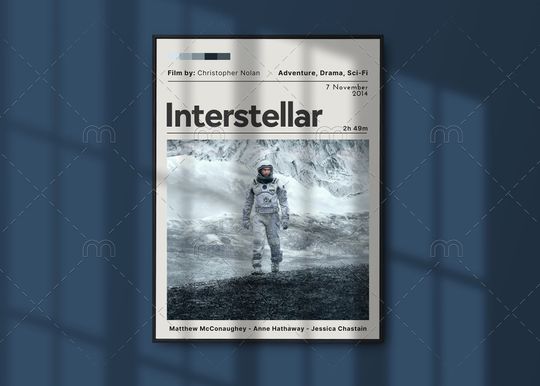 Interstellar Movie Poster, Movie Wall Decor, Minimalist Movie Poster