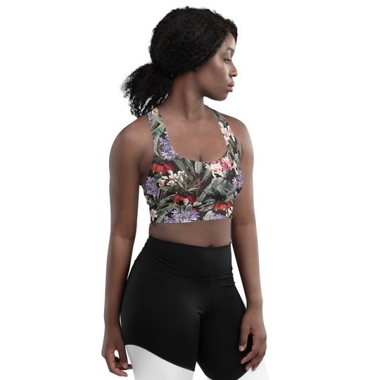 Jungle Flowers Longline sports bra
