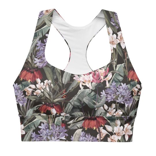 Jungle Flowers Longline sports bra