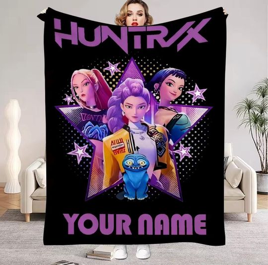Personalized K-Pop Throw Blanket  Custom Name Fan Gift