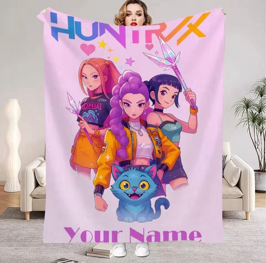 Personalized K-Pop Throw Blanket  Custom Name Fan Gift