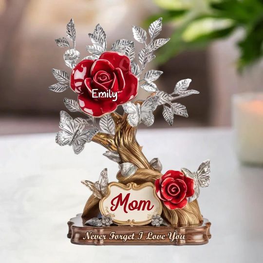 Personalized Mother's Day Gift, Rose Flower Plaque, Gift For Mom Acrylic Plaque, Grandma Gift, Flower Decoration