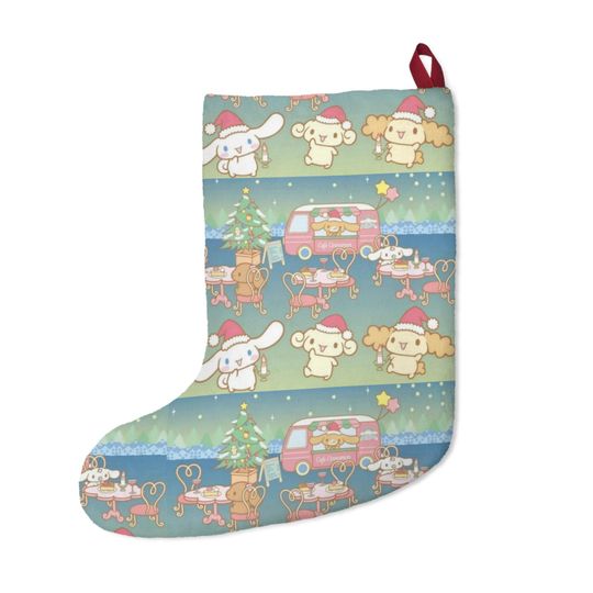 Retro Merry Cinnamonroll Cinnamon Pup Kitty Christmas Tree Stocking Holiday Gift Present