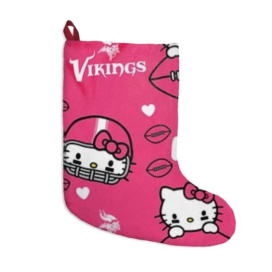 Retro Minnesota Vikings Football Kitty  Pink football Christmas Tree Cat Holiday Dorm Alumni Fan Stocking Gift