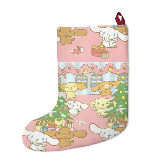 Retro Cinnamonroll Rabbit Bunny Kitty Christmas Kitty Stocking Holiday Present Gift Pink