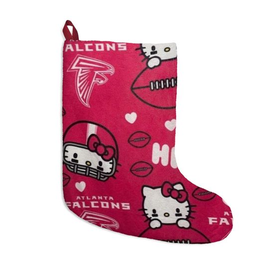 Merry Retro Falcons Football Kitty Atlanta football pink Christmas Tree Cat Holiday Dorm Alumni Fan Stocking Gift