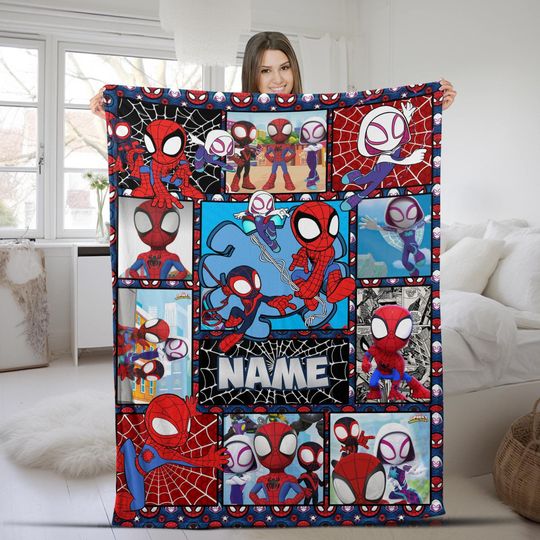 Personalized Spidey and His Amazing Friends Blanket, Amazing Friends Fleece Blanket, Spiderman Birthday Blanket, Spiderman Blanket