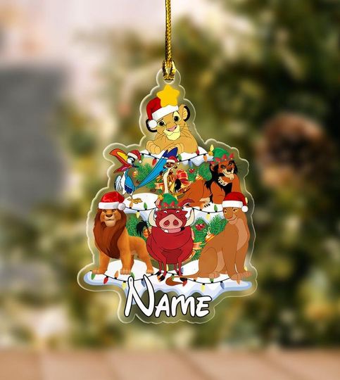 Disney Lion King Characters Acrylic Ornament, Simba Timon Pumbaa Christmas