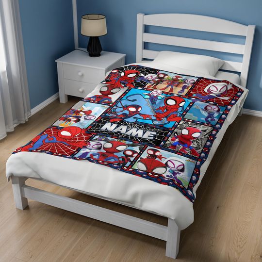 Personalized Spidey and His Amazing Friends Blanket, Amazing Friends Fleece Blanket, Spiderman Birthday Blanket, Spiderman Blanket