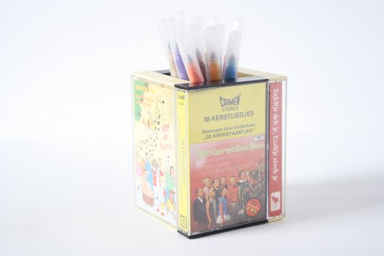 Vintage Dutch Cassette Tape Desk Organizer for Office Storage