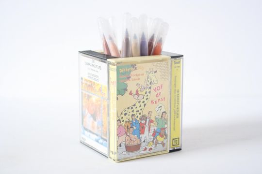 Vintage Dutch Cassette Tape Desk Organizer for Office Storage