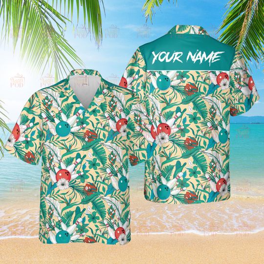 Personalized Floral Tropical Bowling Hawaiian Shirt Custom Bowling Shirt
