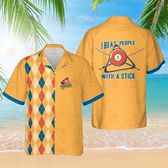 Personalized Billiard Hawaiian Shirt Custom Billiard Shirt Retro Funny Gift For Billiard Player Team Short Sleeve Button Down Argyle Vintage