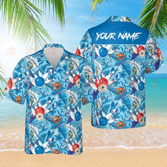 Personalized Floral Tropical Bowling Hawaiian Shirt Custom Bowling Shirt