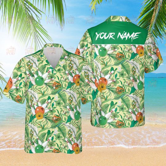 Personalized Floral Tropical Bowling Hawaiian Shirt Custom Bowling Shirt