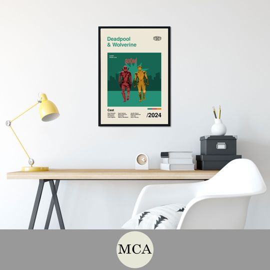Deadpool & Wolverine Mid-Century Art Poster Film