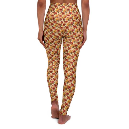 Autumn Floral High Waisted Leggings: Fall Yoga Pants