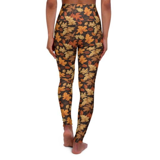 Maple Leaf High Waisted Yoga Leggings: Autumn Print