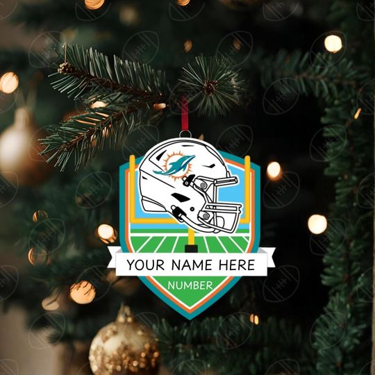 Miami Dolphins Personalized Shield Ornament