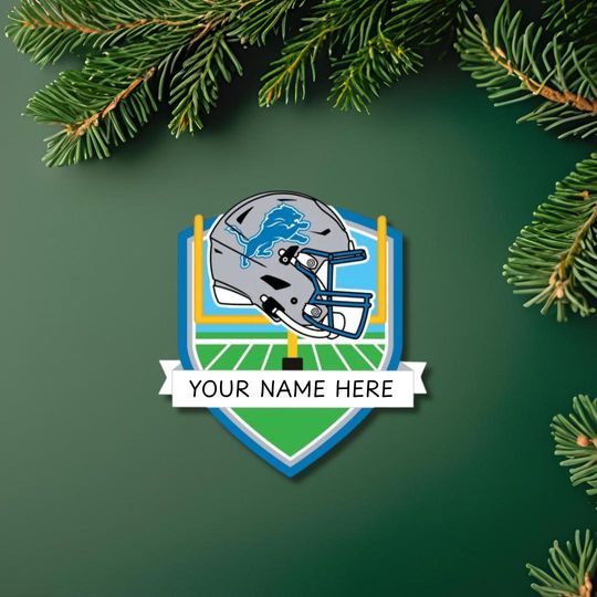 Detroit Lions Personalized Shield Ornament