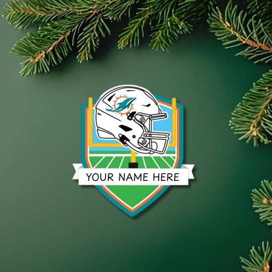 Miami Dolphins Personalized Shield Ornament