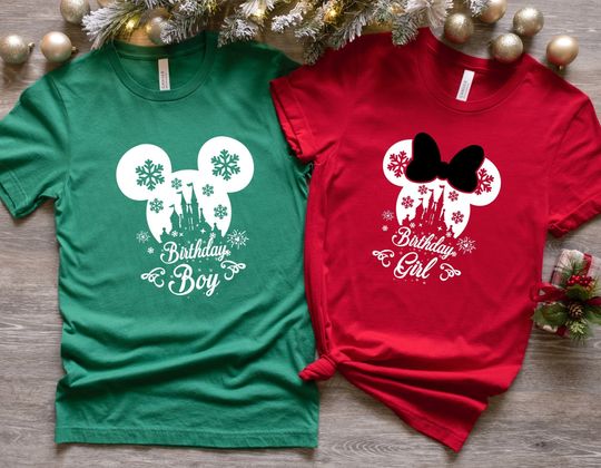 Christmas Disney Birthday Shirt, Christmas Disney Birthday Family Shirts