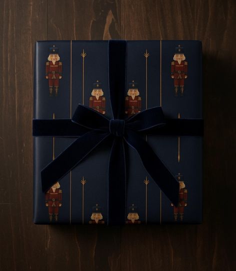 Nutcracker Christmas Wrapping Paper Navy Red Luxury Gift Wrap Vintage Heritage Inspired