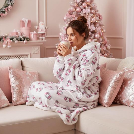Pink Hello Kitty Santa Blanket Hoodie