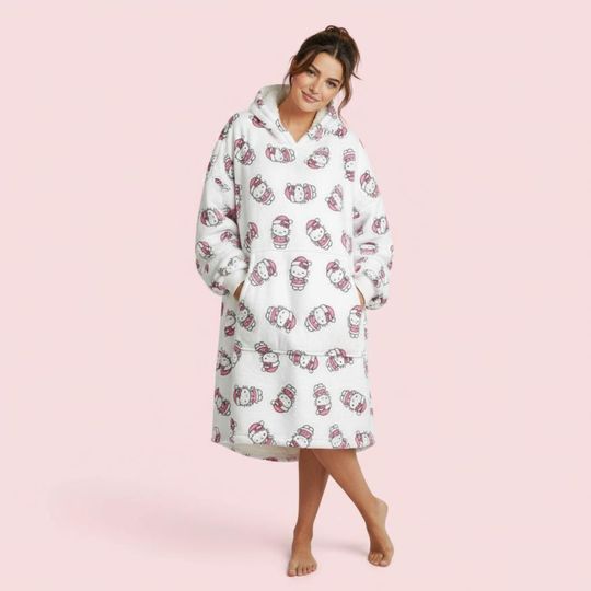 Pink Hello Kitty Santa Blanket Hoodie