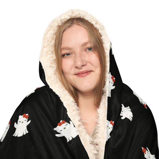 Hello Kitty Ghost Hooded Blanket: Cozy Halloween Design