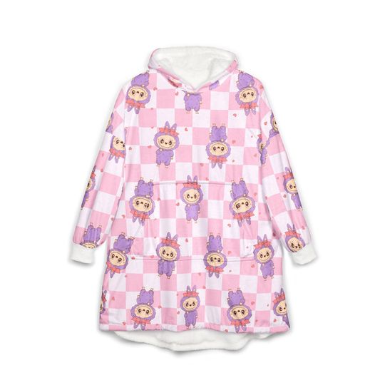Pink Labubu Blanket Hoodie, Christmas Gift Idea