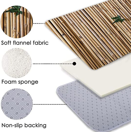 Bamboo Bath Rug Set Toilet Seat Cover