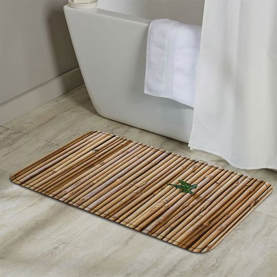 Bamboo Bath Rug Set Toilet Seat Cover