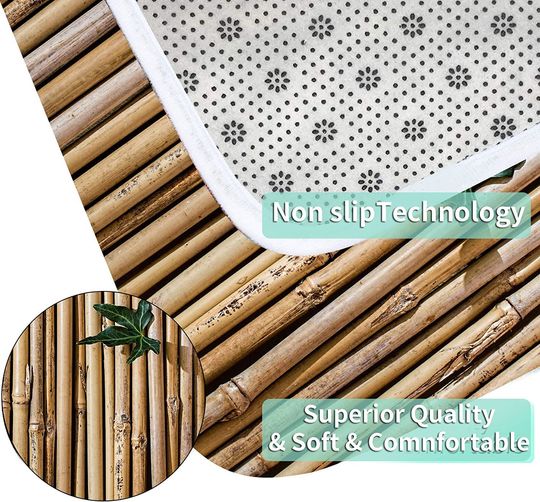 Bamboo Bath Rug Set Toilet Seat Cover